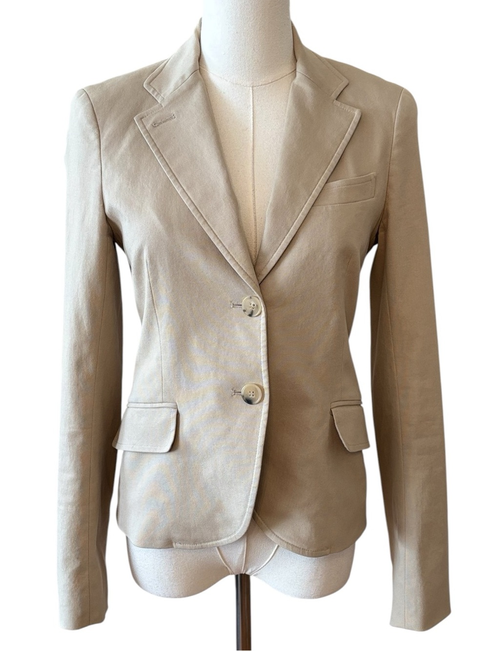 Theory Tan Cotton 2 Button Blazer Jacket Size 6